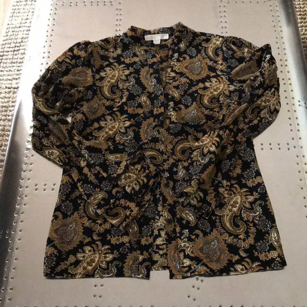 Michael Kors boho paisley print button down top